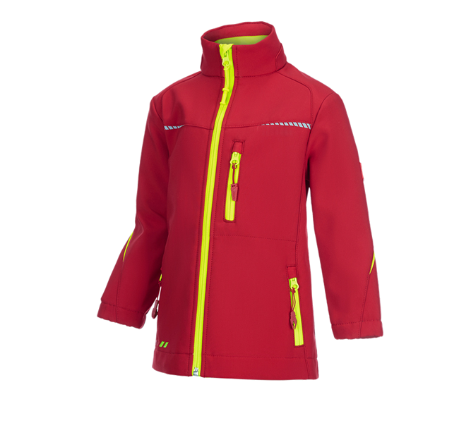 Vue principale, Vestes softshell, Veste Softshell e.s.motion 2020, enfants, rouge vif/jaune fluo