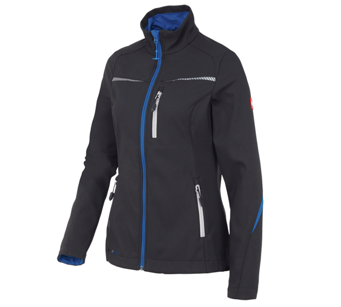 Vue principale, Vestes softshell, Veste Softshell e.s.motion 2020, femmes, graphite/bleu gentiane