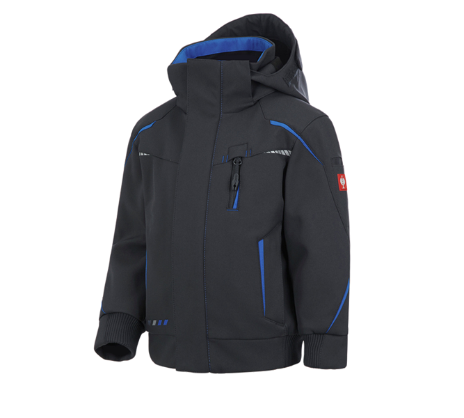 Vue principale, Vêtements, Veste softshell d'hiver e.s.motion 2020, enfants, graphite/bleu gentiane