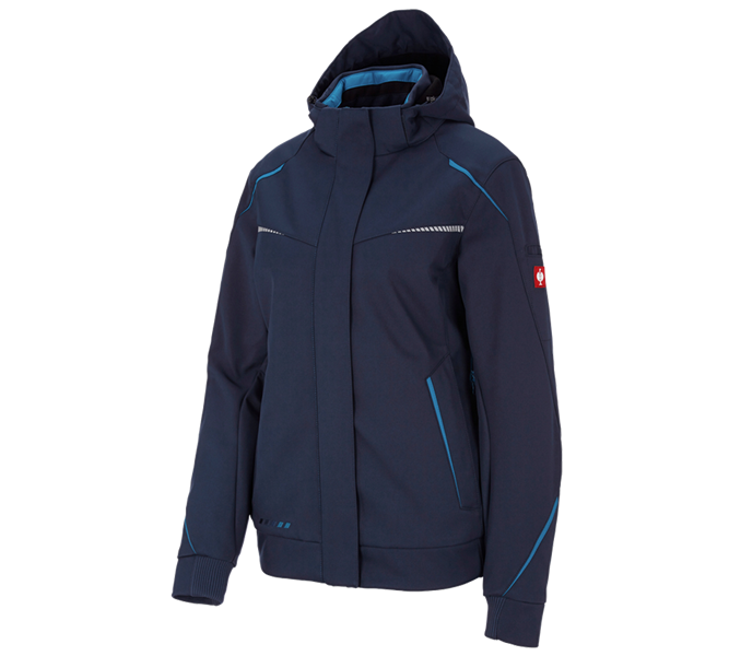 Vue principale, Installateurs / Plombier, Veste softshell d'hiver e.s.motion 2020, femmes, bleu foncé/atoll