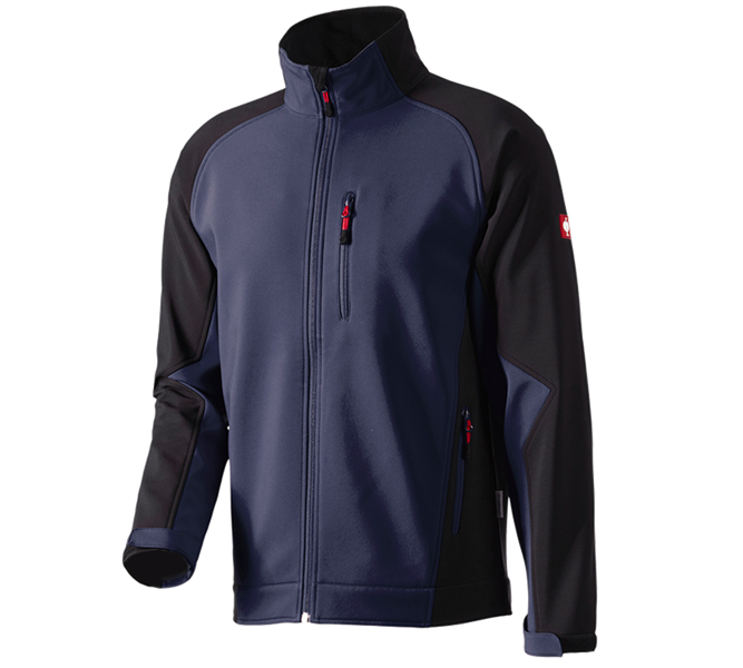Vue principale, Installateurs / Plombier, Veste Softshell dryplexx® softlight, bleu foncé/noir
