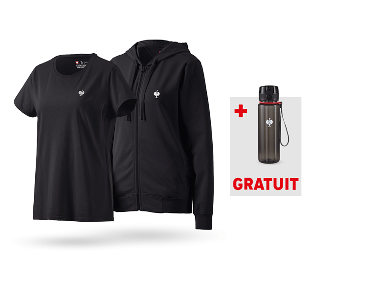 Vue principale, PROMOS, KIT : Veste sweat+T-shirt e.s.motion ten, femmes, noir oxyde vintage