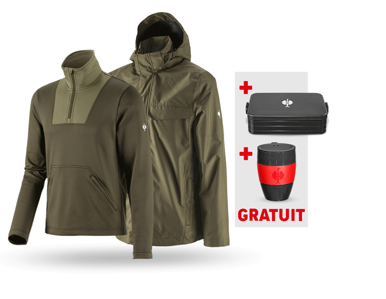 Vue principale, Vêtements, KIT : Veste de pluie+ Fonction-Troyer e.s.concrete, vert boue