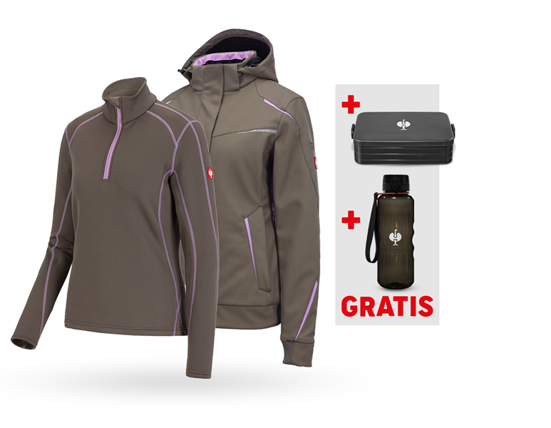 Hauptansicht, Softshelljacken, SET: Winter Softshellj. e.s.motion 2020+Troyer,Da., stein/lavendel