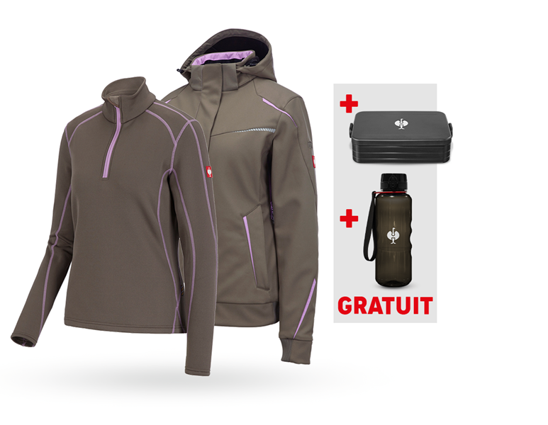 Vue principale, Vêtements, KIT : Veste softsh.hiver e.s.motion 2020+pull, fe., pierre/lavande