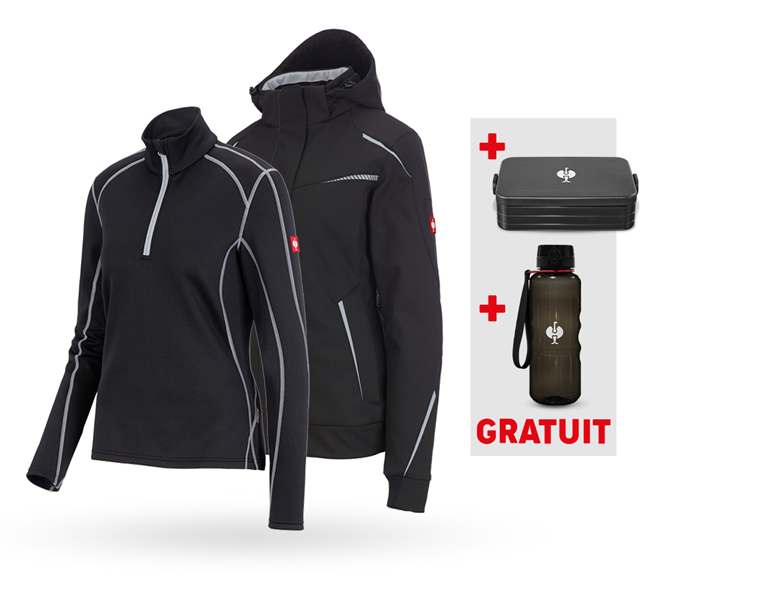 Vue principale, Femmes, KIT : Veste softsh.hiver e.s.motion 2020+pull, fe., noir/platine