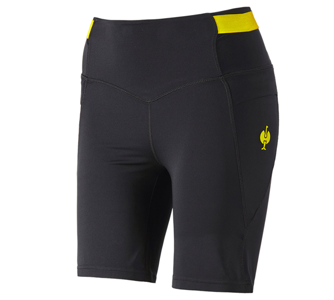 Vue principale, e.s.trail, Collant Race short e.s.trail, femmes, noir/jaune acide