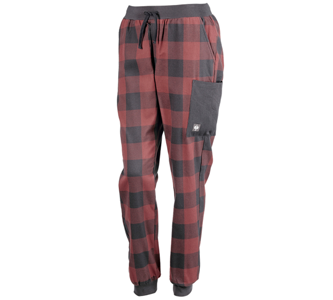 Vue principale, Pantalons de travail, e.s. Pyjama Pantalon, femmes, rouge oxyde/gris carbone