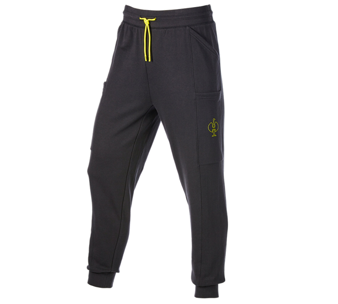 Vue principale, e.s.trail, Pantalon sweat light e.s.trail, noir/jaune acide