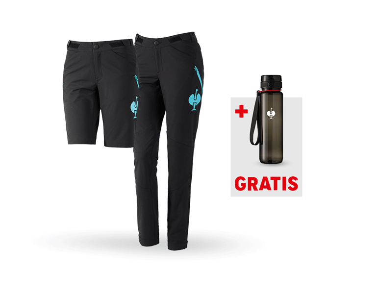 Hauptansicht, Aktions-Sets, SET: Funktionshose + Short e.s.trail, Damen, schwarz/lapistürkis