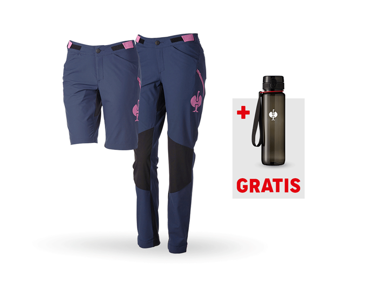 Hauptansicht, Neuheiten, SET: Funktionshose + Short e.s.trail, Damen, tiefblau/tarapink