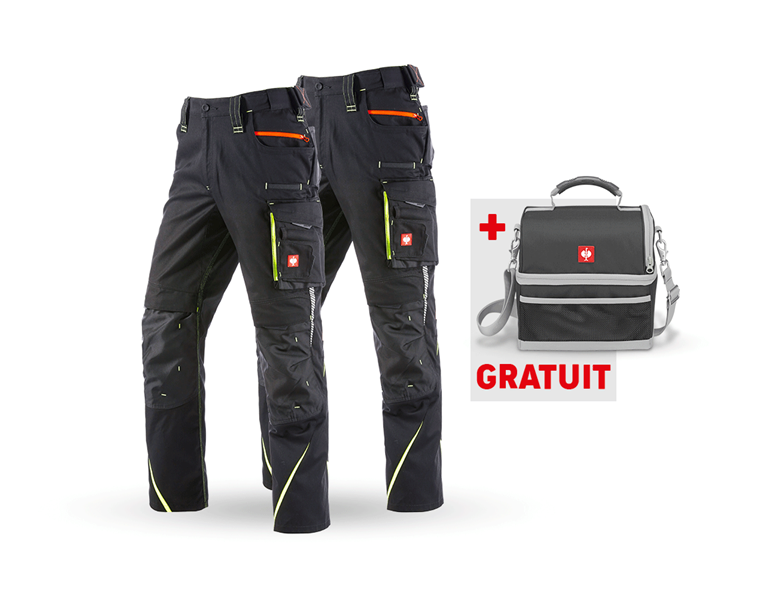 Vue principale, Pantalons de travail, KIT : Pantalon + pantalon d'hiver e.s.motion 2020, noir/jaune fluo/orange fluo