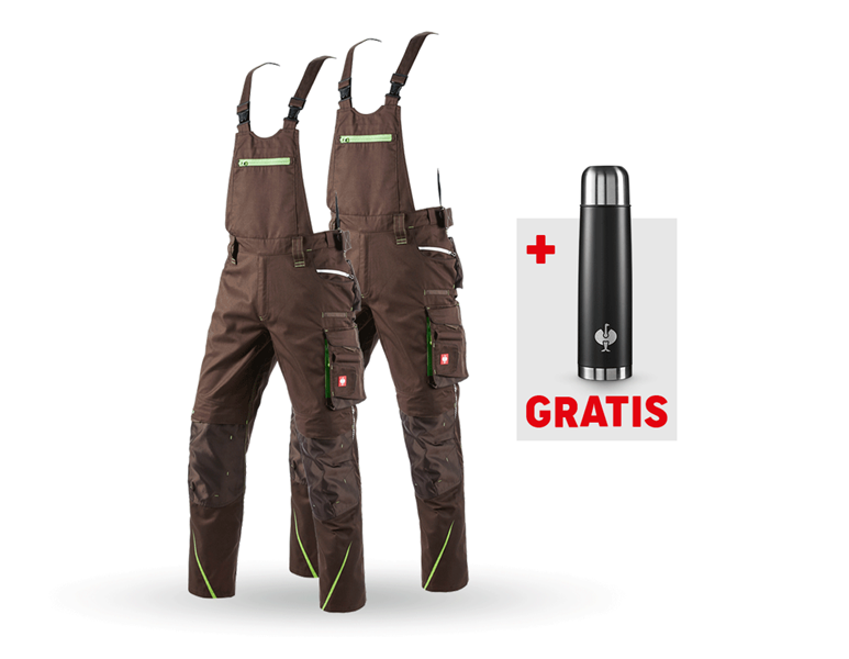 Hauptansicht, SALE, SET: 2x Latzhose e.s.motion 2020, kastanie/seegrün