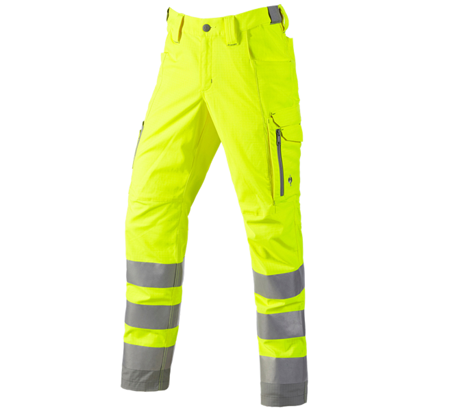 Vue principale, PROMOS, Pantalon cargo haute visibilité e.s.concrete, jaune fluo/gris perle