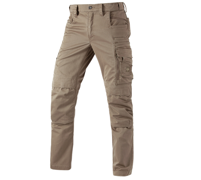 Vue principale, Menuisiers, Pantalon à taille élastique e.s.motion ten, brun cendré