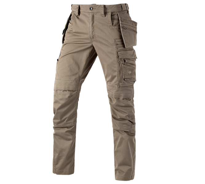 Vue principale, Menuisiers, Pantalon à taille élast. e.s.motion ten tool-pouch, brun cendré