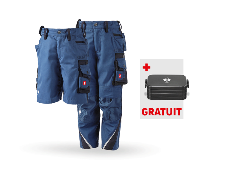 Vue principale, PROMOS, KIT : Pantalon, enfants + Short e.s.motion, cobalt/pacifique