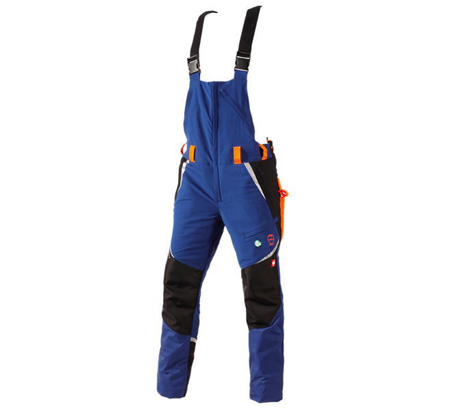 Vue principale, Pantalons de travail, e.s. Salopette de forestier anticoupure, KWF, bleu royal/orange fluo