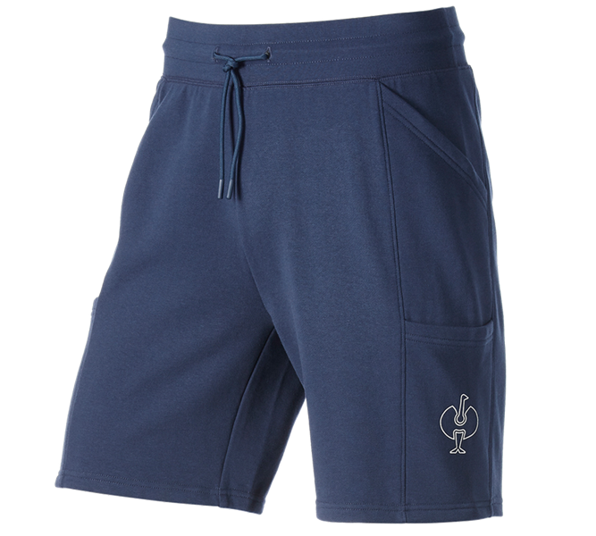 Vue principale, Homewear | Pyjamas, Sweat short light e.s.trail, bleu profond/blanc