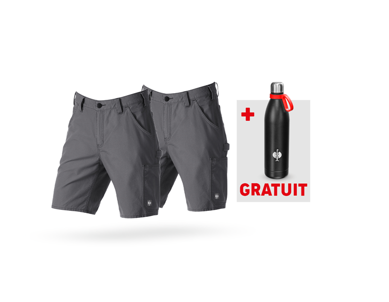 Vue principale, PROMOS, KIT : 2x Short e.s.iconic +GRATUIT bout. isotherme, gris carbone
