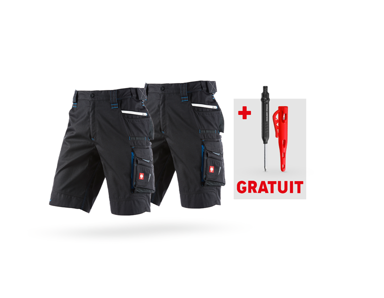 Vue principale, PROMOS, 2x Short e.s.motion 2020 + GRATUIT perçage profond, graphite/bleu gentiane