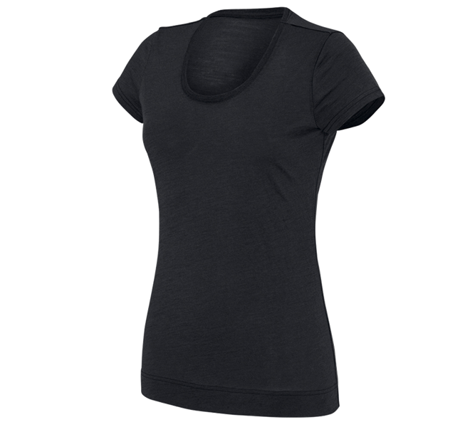 Vue principale, Aperçu des collections e.s., e.s. T-shirt Merino light, femmes, noir