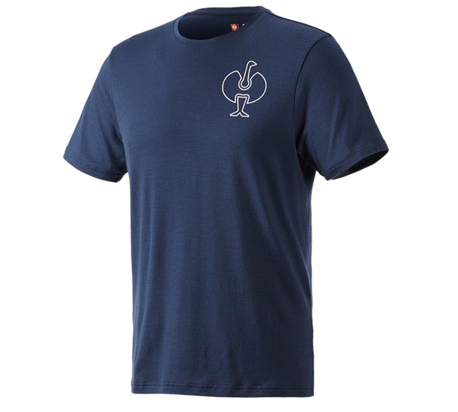 Vue principale, T-Shirts, T-Shirt Merino e.s.trail, bleu profond/blanc