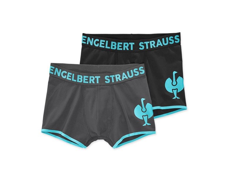 Vue principale, e.s.trail, Pantalon cotton stretch e.s.trail, pack de 2, noir/lapis turquoise+anthracite/lapis turquoise