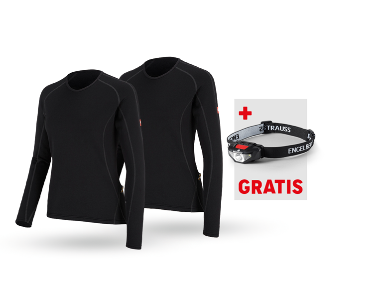 Hauptansicht, Größere Geschenke, SET: 2x e.s.Funk.-Longsleeve thermo str.-x-warm,D., schwarz