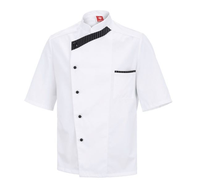 Vue principale, Vestes de cuisine, Veste de cuisinier Elegance, mi-bras, blanc/noir