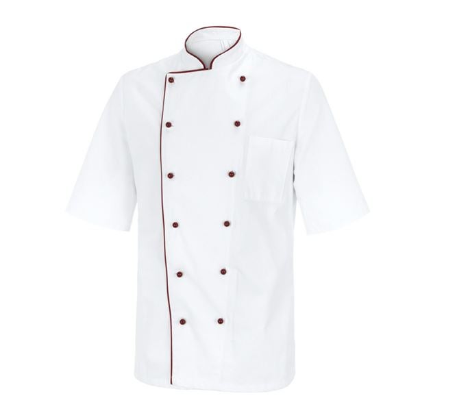 Vue principale, Vestes de cuisine, Veste de cuisinier Marseille, blanc/bordeaux