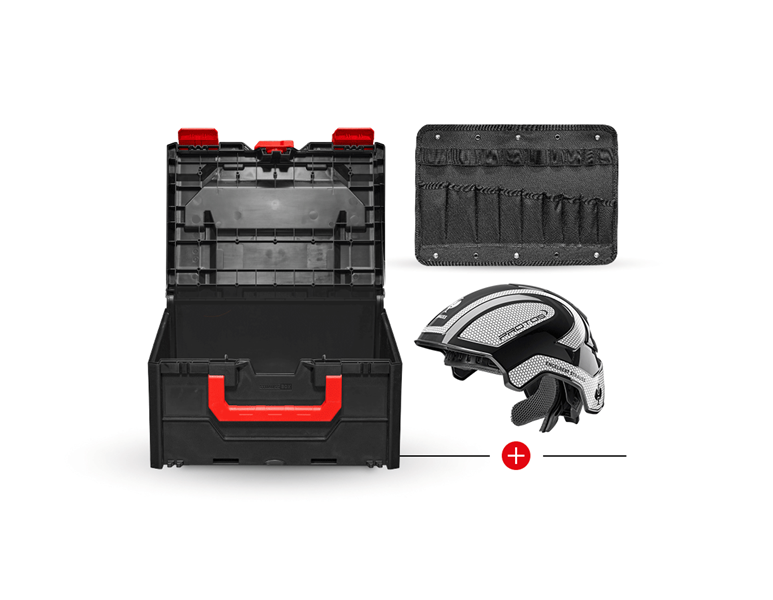 Hauptansicht, Arbeitsschutz, e.s. Arbeitshelm Protos® + STRAUSSbox 215 midi, schwarz/weiß