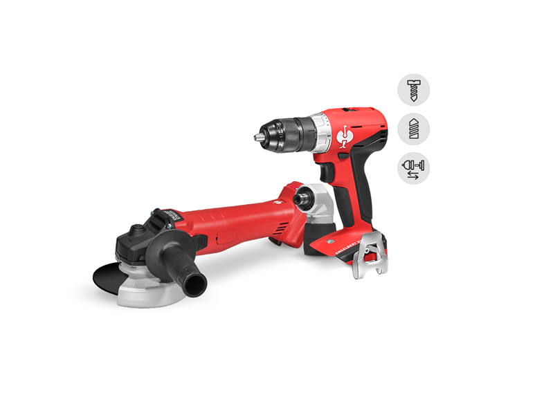 Hauptansicht, Sets, 18,0 V Akku-Winkelschleifer + Bohrschrauber M