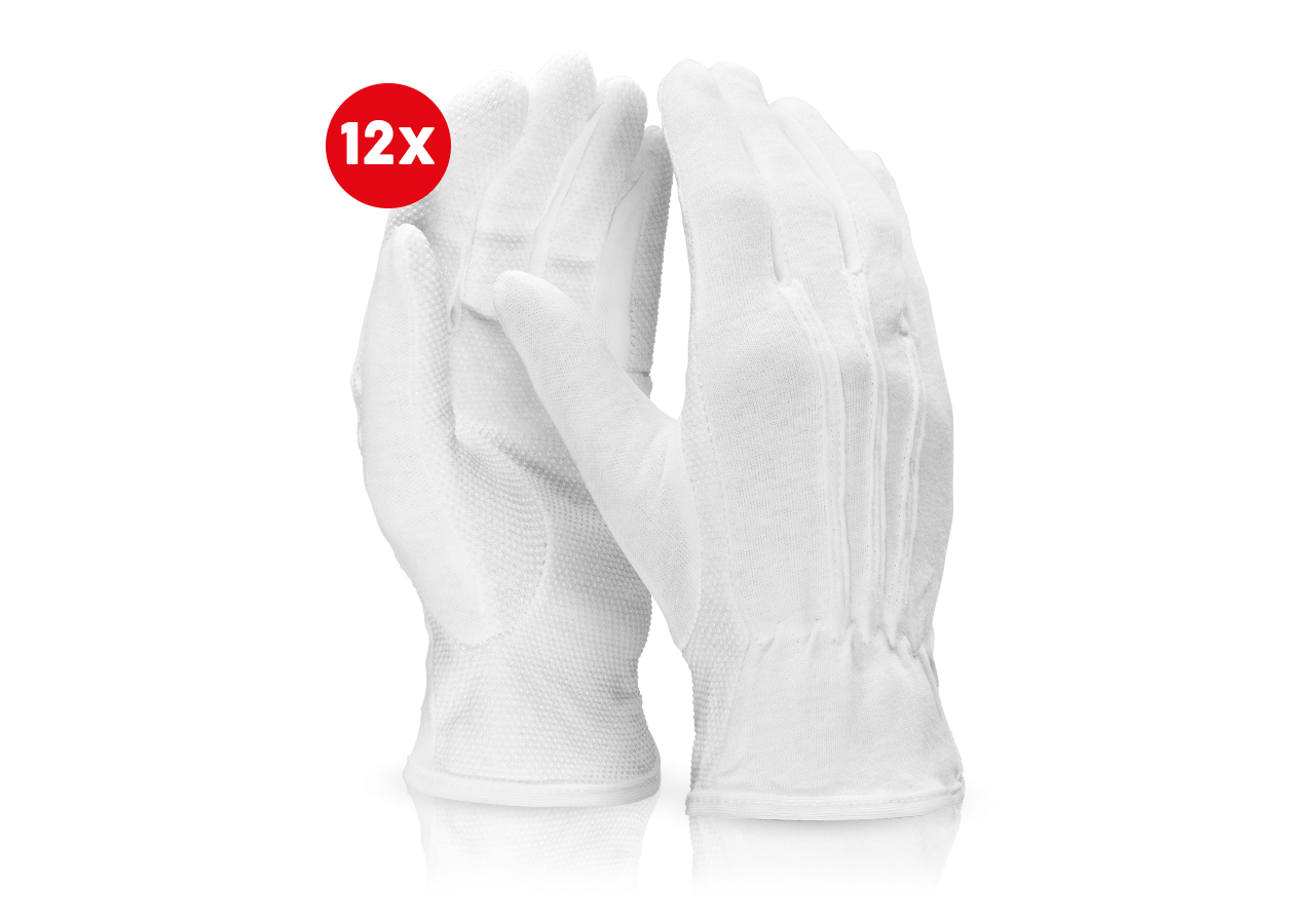 Revêtement: Gants en tricot en PVC Grip, pack de 12 + blanc