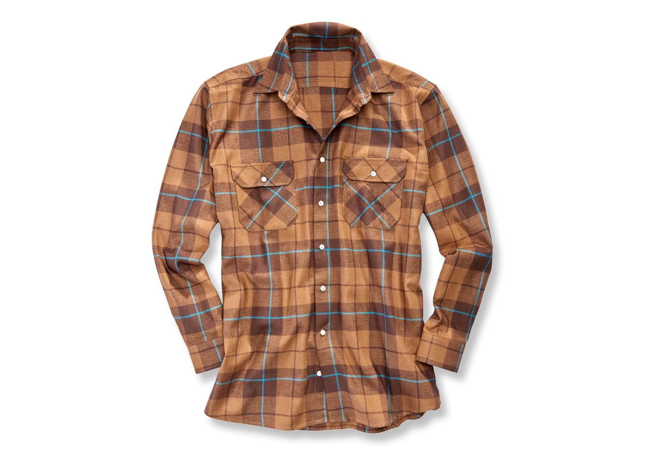 Hauts: Chemise en coton Hannover, longueur normale + marron/noisette/pétrole foncé