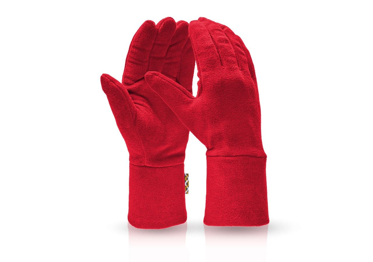 Petits cadeaux: e.s. Gants en laine polaire FIBERTWIN® microfleece + rouge vif