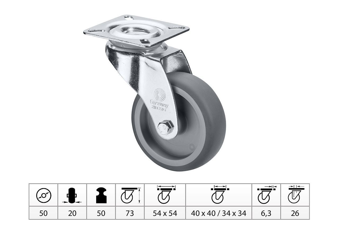 Rouleau transporteur: Roulettes pivotantes pour appareils avec plaque