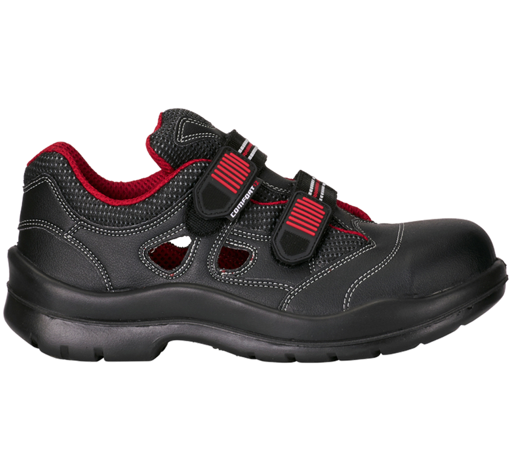 S1P	: S1P Sicherheitssandale Comfort12 + schwarz/rot