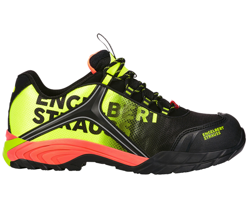 S1: e.s. S1 Chaussures basses de sécurité Merak + noir/jaune fluo/orange fluo