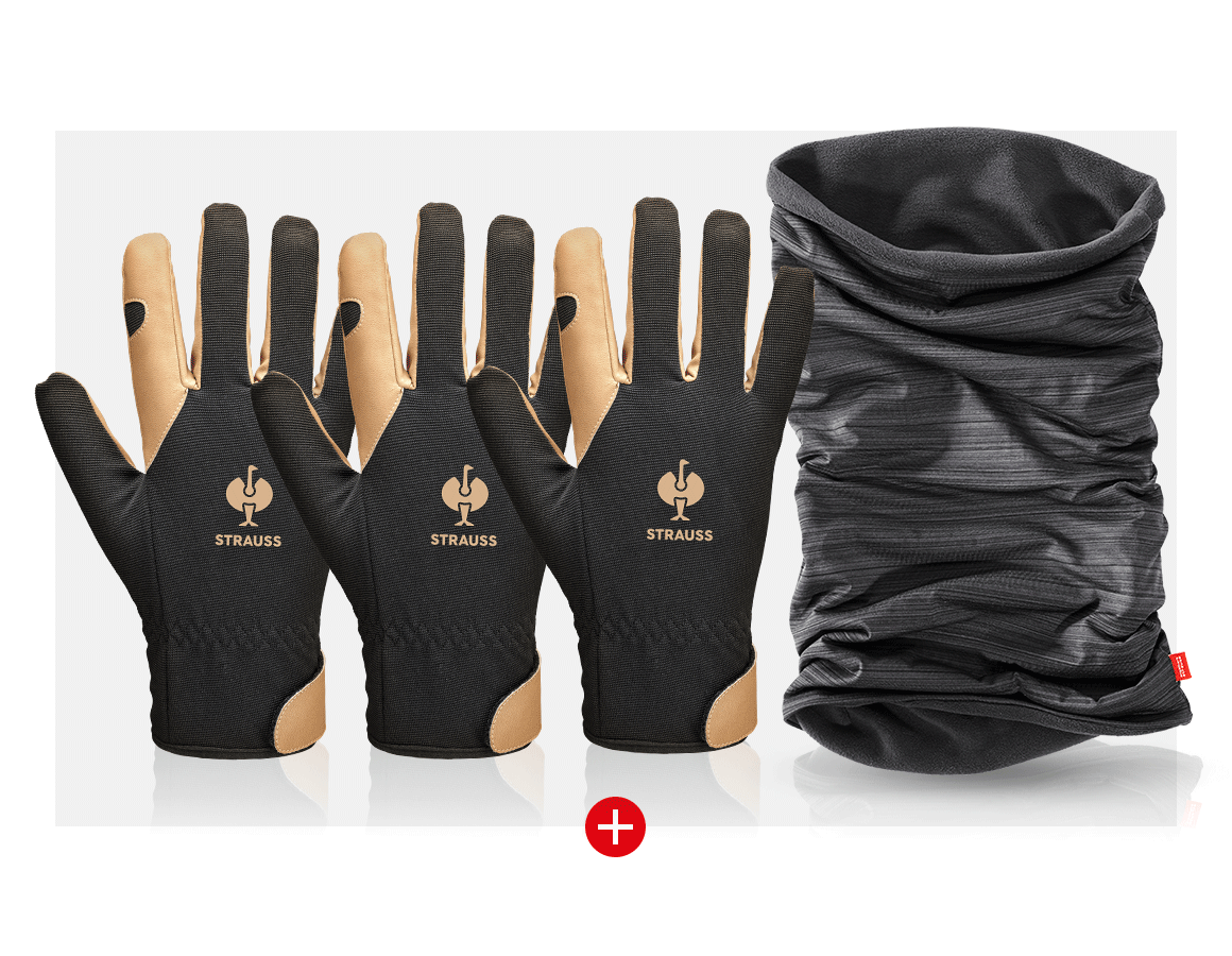 Kits | Accessoires: 3x Gants de montage d'hiver+e.s.Tissu multifonct. + noir/brun