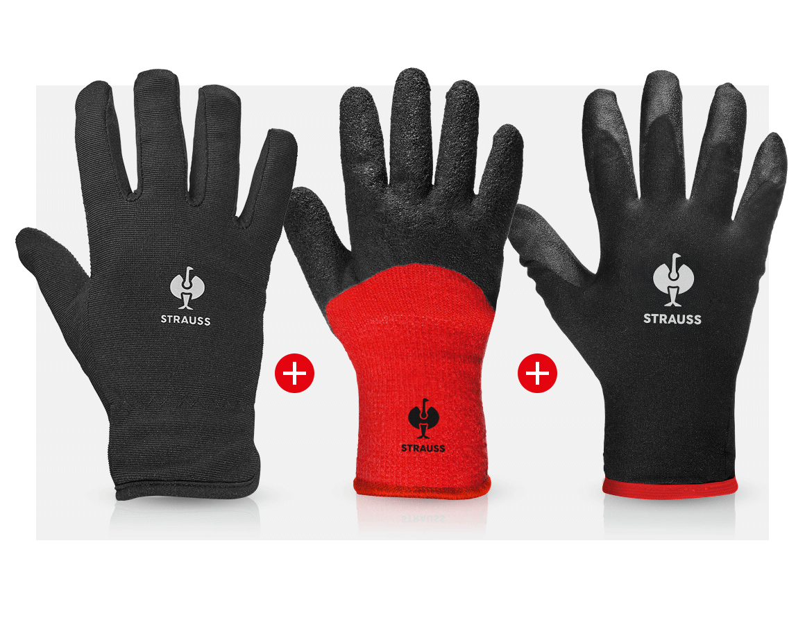 Kits | Accessoires: Set de gants de protection, 3 pièces + noir