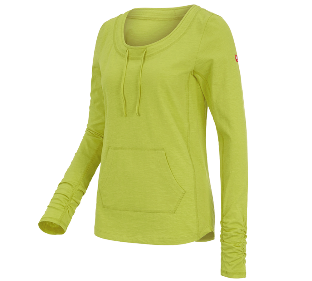 Hauts: e.s. Longsleeve cotton slub, femmes + vert mai
