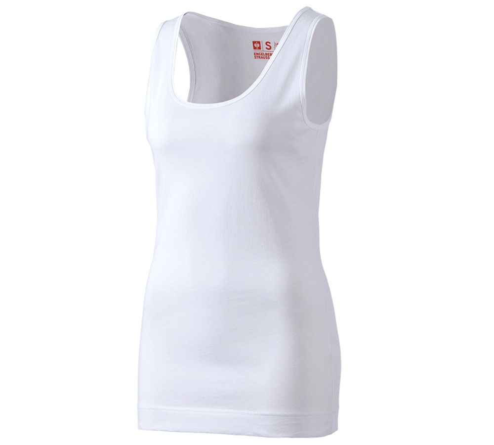 Hauts: e.s. Débardeur long cotton, femmes + blanc