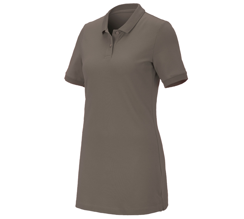Hauts: e.s. Pique-Polo cotton stretch, femmes, long fit + pierre