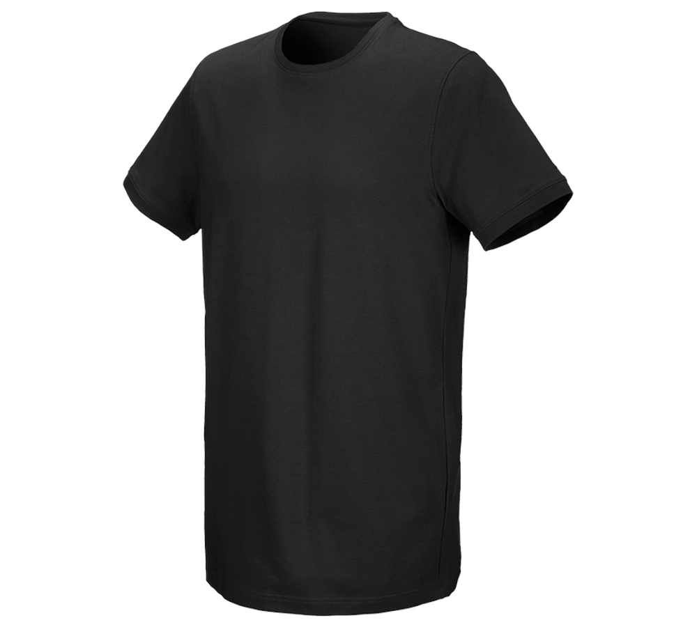 Shirts & Co.: e.s. T-Shirt cotton stretch, long fit + schwarz