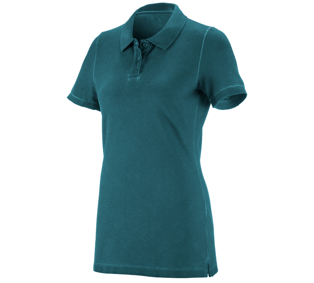 Hauts: e.s. Polo vintage cotton stretch, femmes + cyan foncé vintage