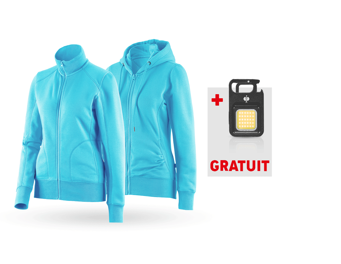 Cadeaux plus grands: KIT : Veste sweat+Hoody sweat zippé poly cotton,f. + bleu capri
