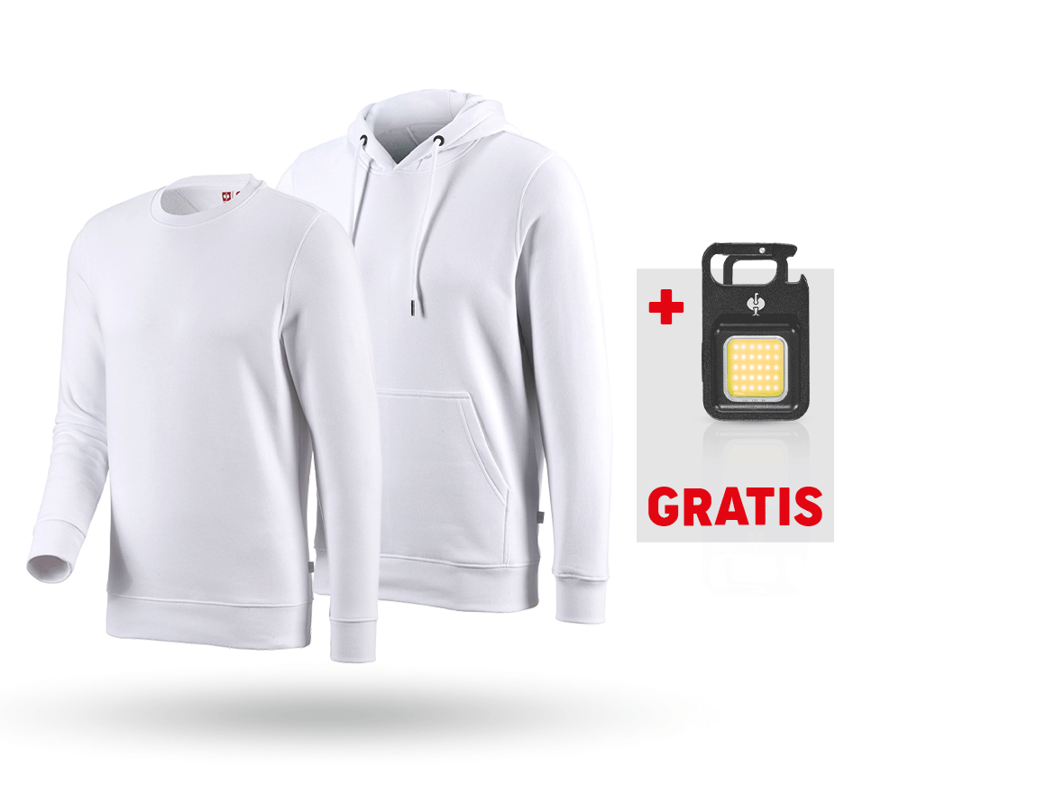 Große Geschenke: SET: e.s. Hoody-Sweatshirt+Sweatshirt poly Cotton + weiß