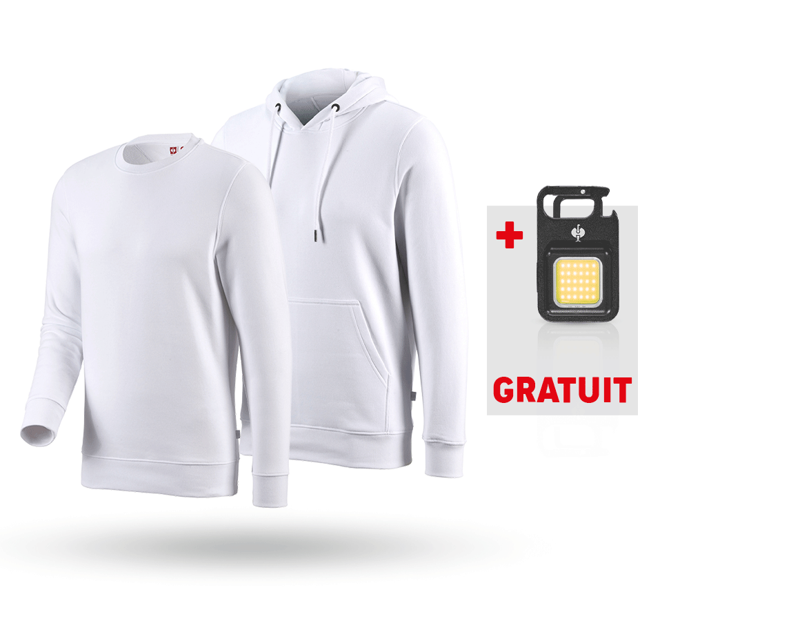 Ensemble de vêtements: KIT : e.s.Sweatshirt à capuche+Sweats. poly cotto + blanc