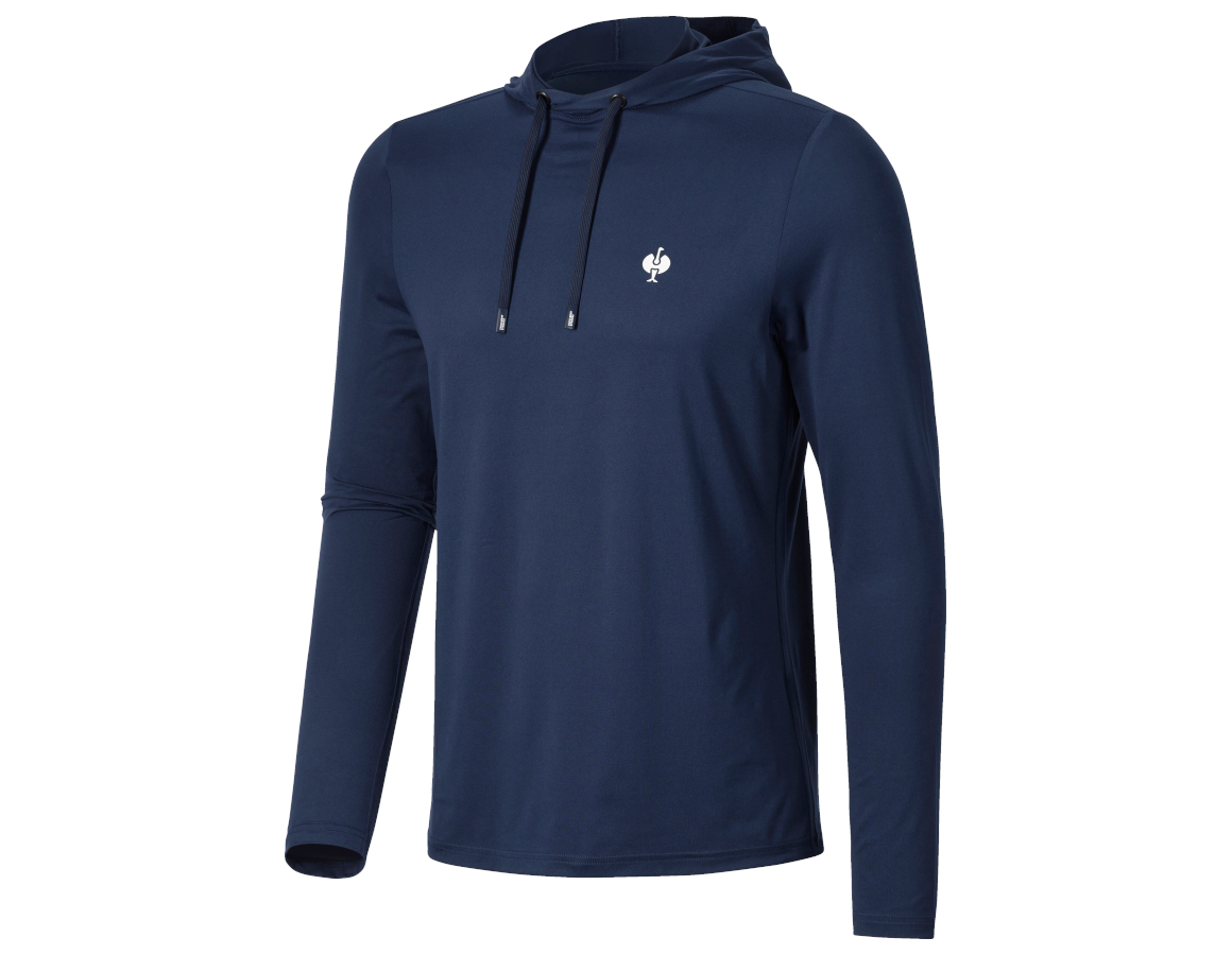 Bekleidung: Funktions Hoody-Longsleeve UV e.s.trail + tiefblau/weiß